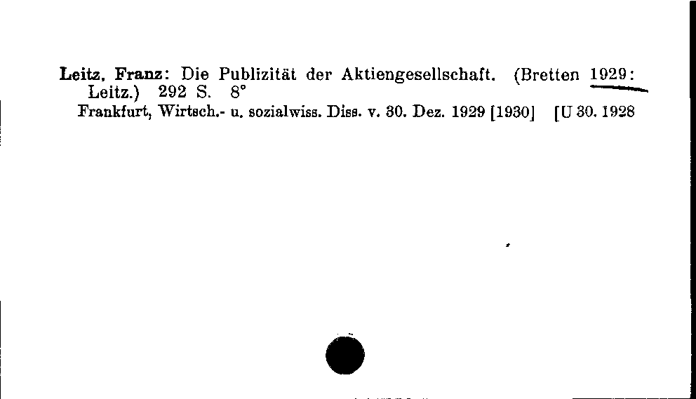 [Katalogkarte Dissertationenkatalog bis 1980]