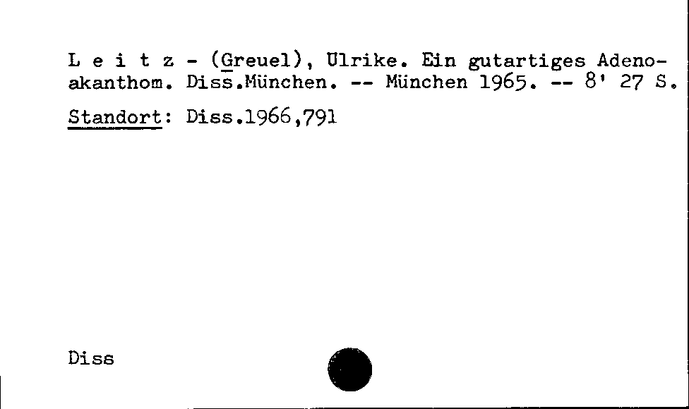 [Katalogkarte Dissertationenkatalog bis 1980]