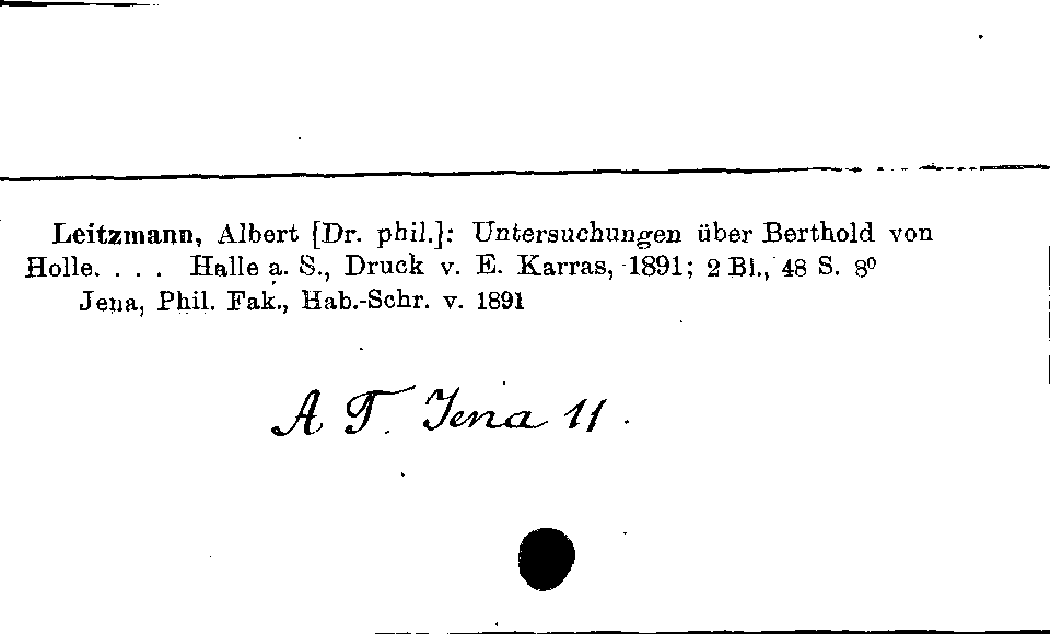 [Katalogkarte Dissertationenkatalog bis 1980]