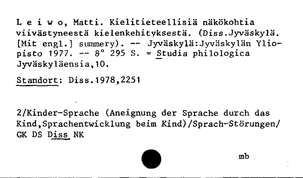 [Katalogkarte Dissertationenkatalog bis 1980]