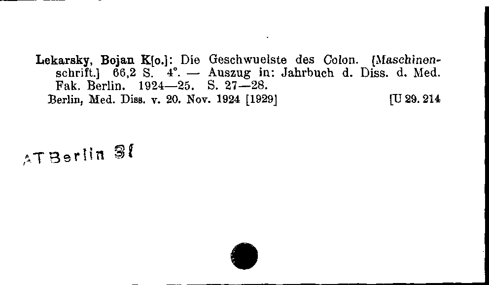 [Katalogkarte Dissertationenkatalog bis 1980]