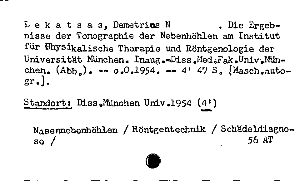 [Katalogkarte Dissertationenkatalog bis 1980]