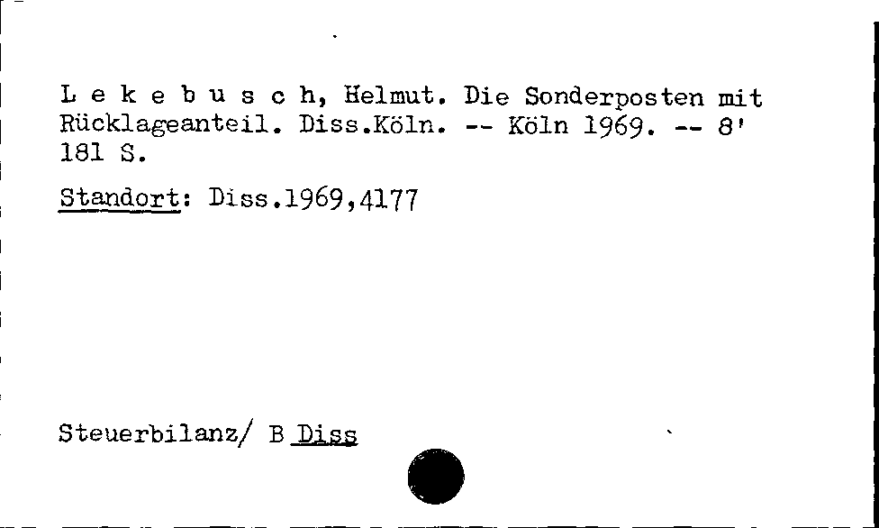 [Katalogkarte Dissertationenkatalog bis 1980]