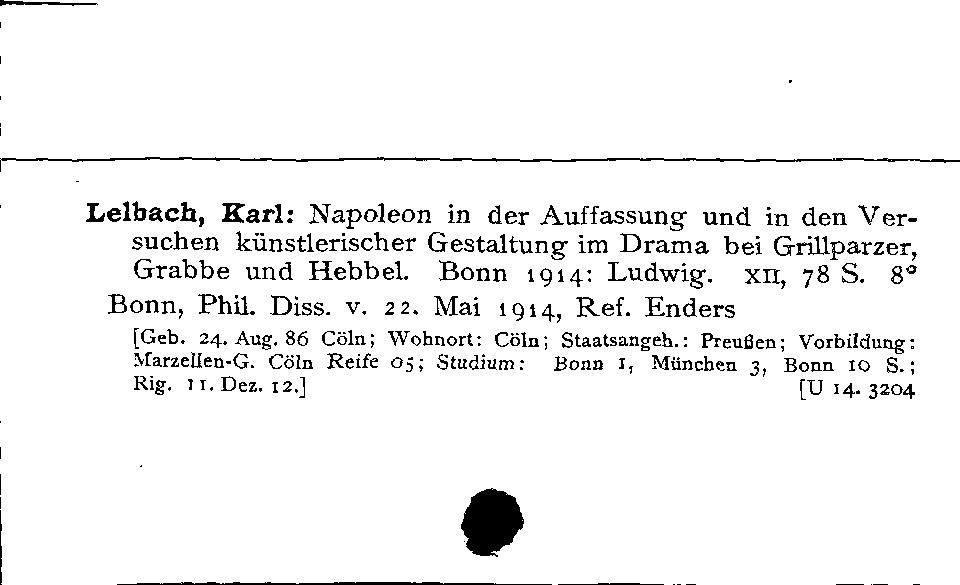 [Katalogkarte Dissertationenkatalog bis 1980]