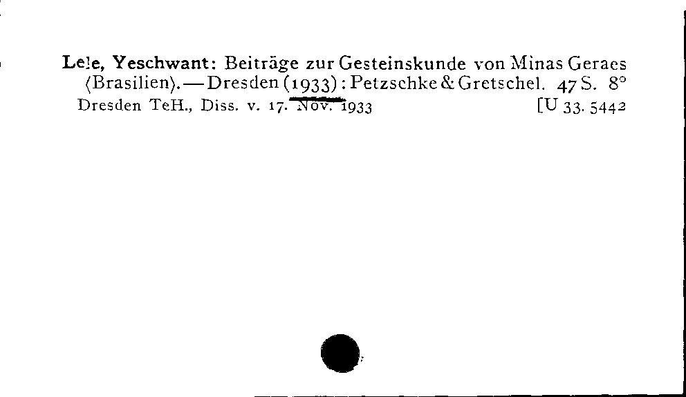 [Katalogkarte Dissertationenkatalog bis 1980]