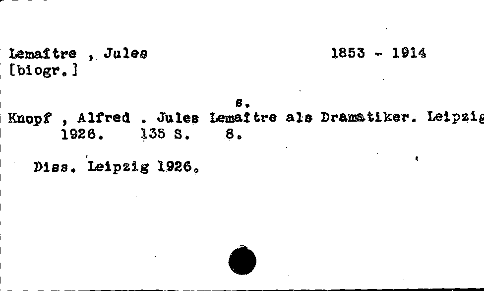 [Katalogkarte Dissertationenkatalog bis 1980]