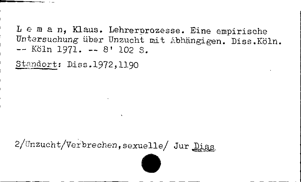 [Katalogkarte Dissertationenkatalog bis 1980]