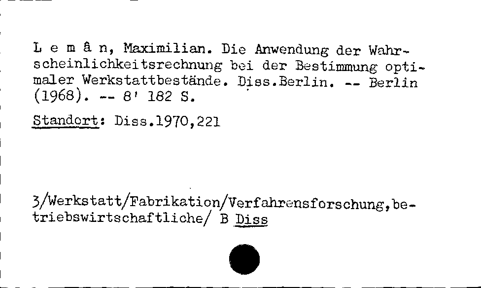 [Katalogkarte Dissertationenkatalog bis 1980]