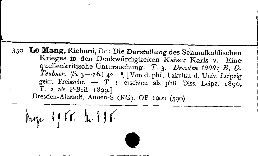 [Katalogkarte Dissertationenkatalog bis 1980]