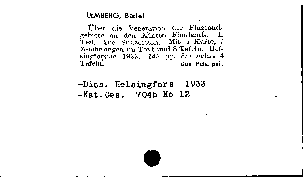 [Katalogkarte Dissertationenkatalog bis 1980]