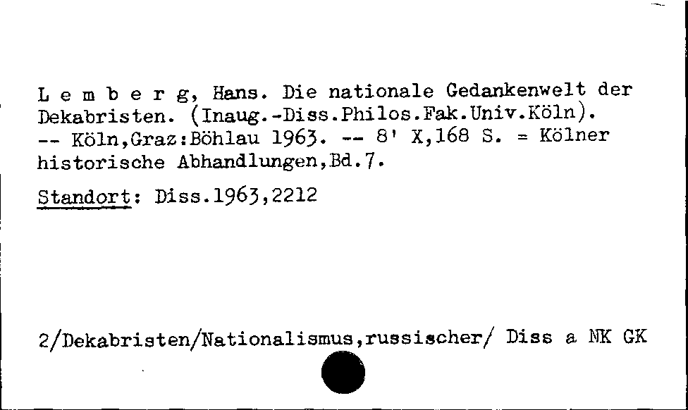 [Katalogkarte Dissertationenkatalog bis 1980]