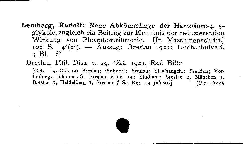 [Katalogkarte Dissertationenkatalog bis 1980]