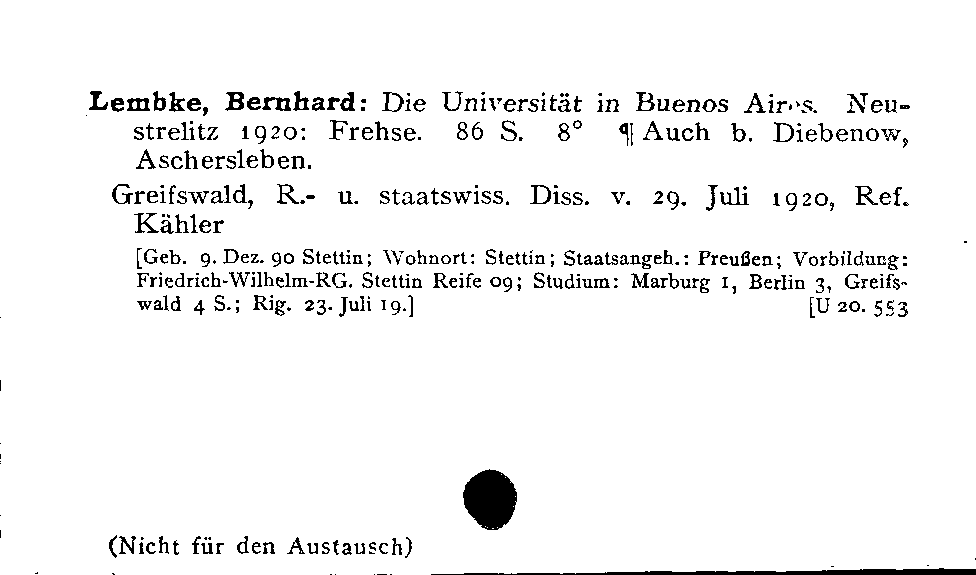 [Katalogkarte Dissertationenkatalog bis 1980]