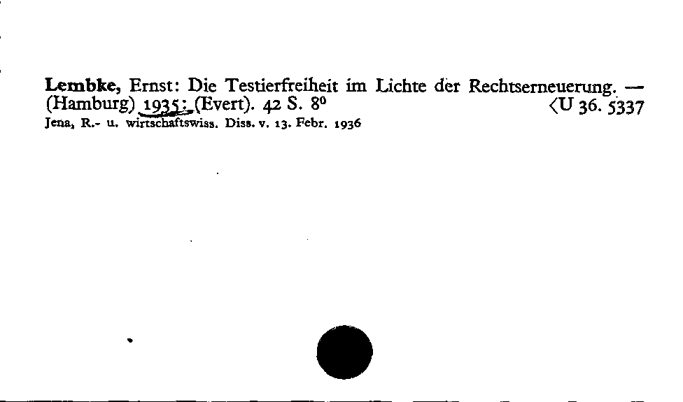 [Katalogkarte Dissertationenkatalog bis 1980]