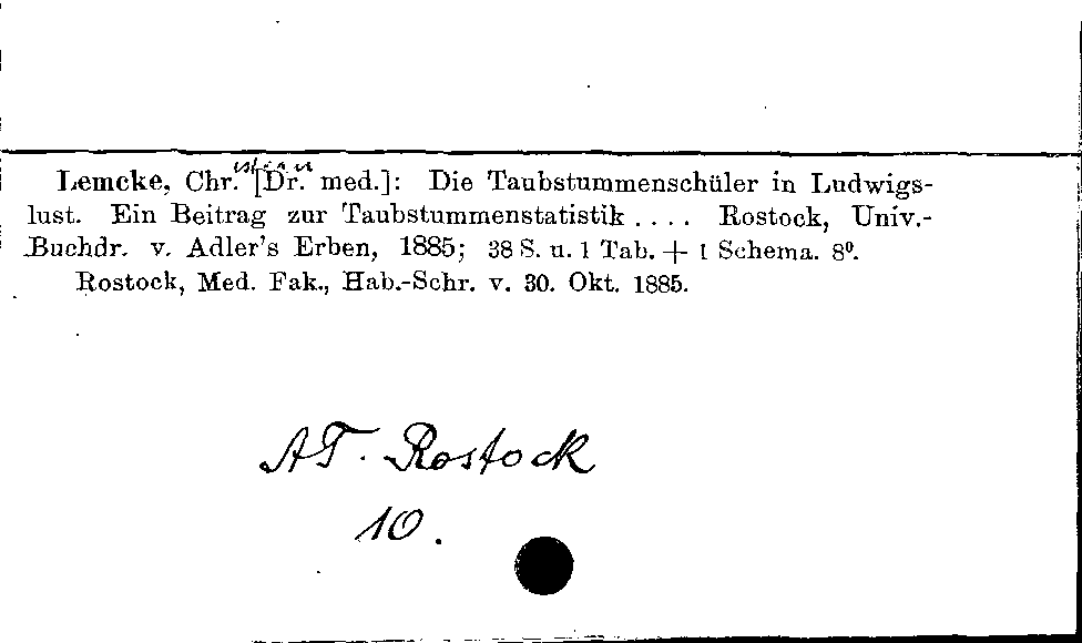 [Katalogkarte Dissertationenkatalog bis 1980]