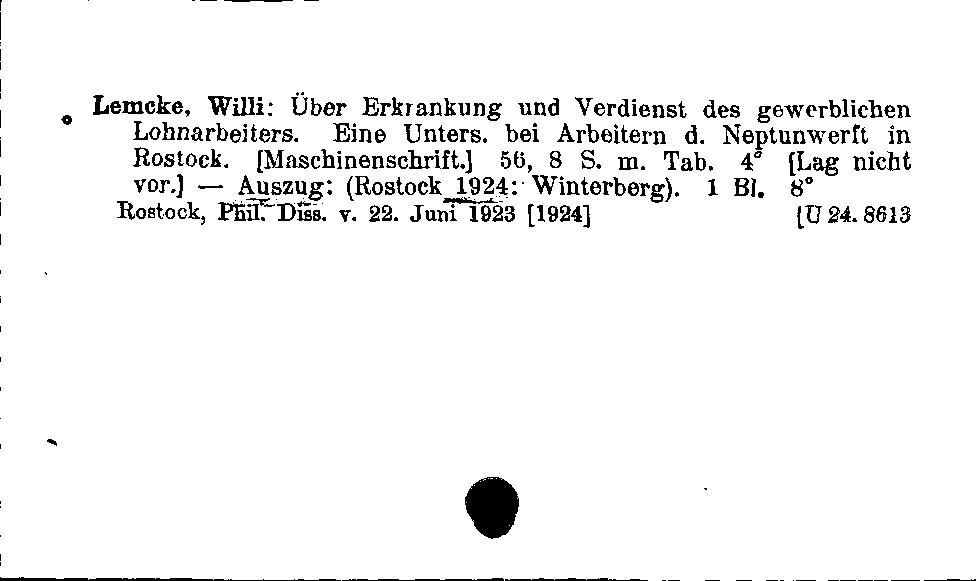 [Katalogkarte Dissertationenkatalog bis 1980]