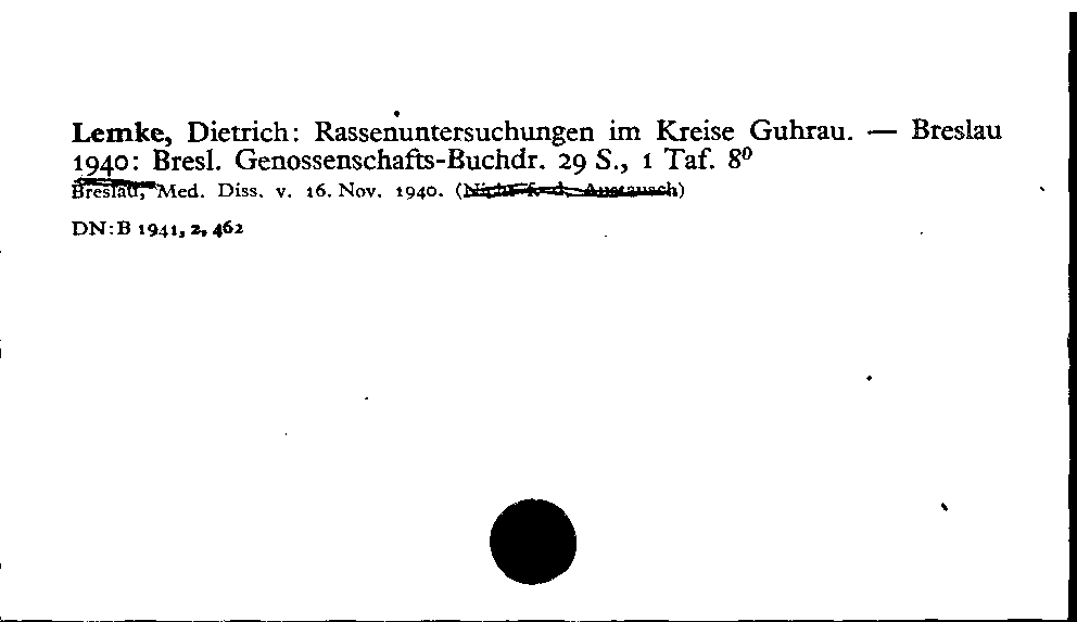 [Katalogkarte Dissertationenkatalog bis 1980]