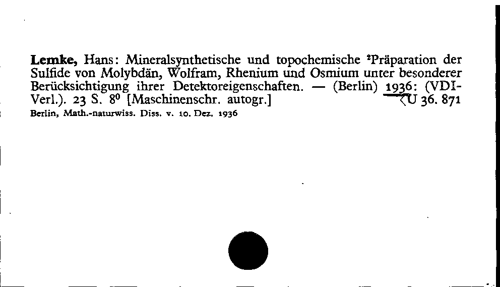 [Katalogkarte Dissertationenkatalog bis 1980]