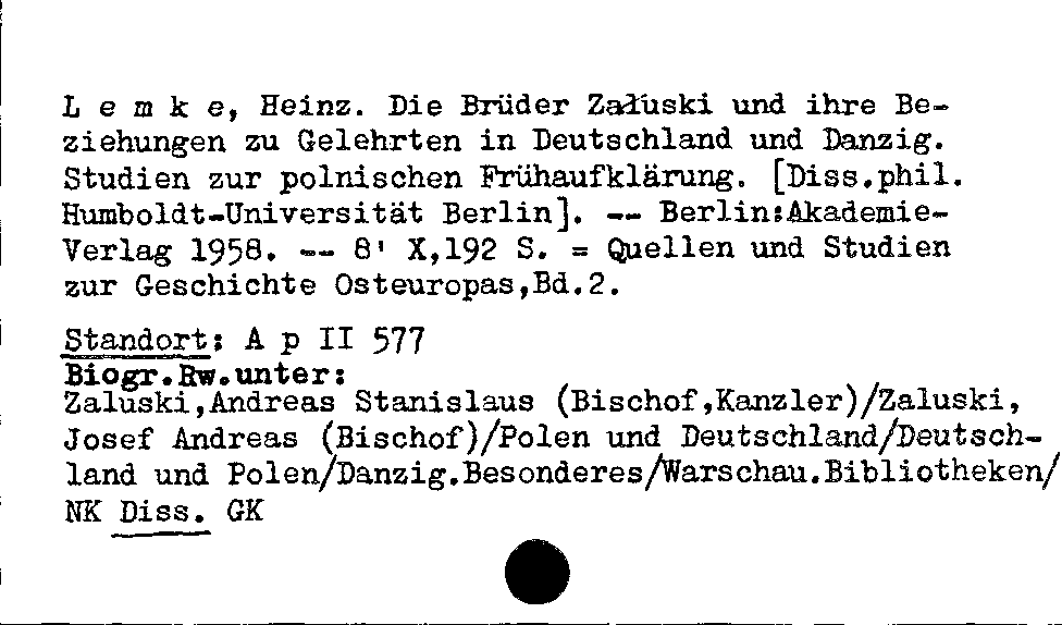 [Katalogkarte Dissertationenkatalog bis 1980]