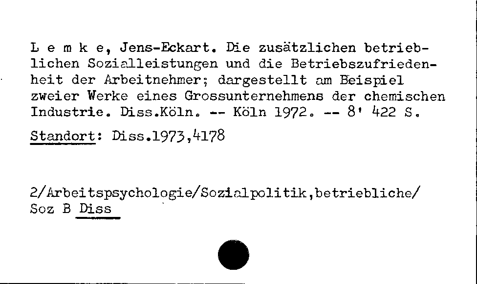 [Katalogkarte Dissertationenkatalog bis 1980]