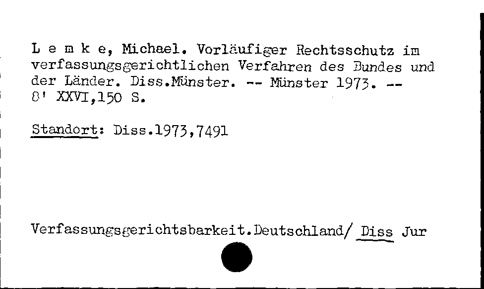 [Katalogkarte Dissertationenkatalog bis 1980]