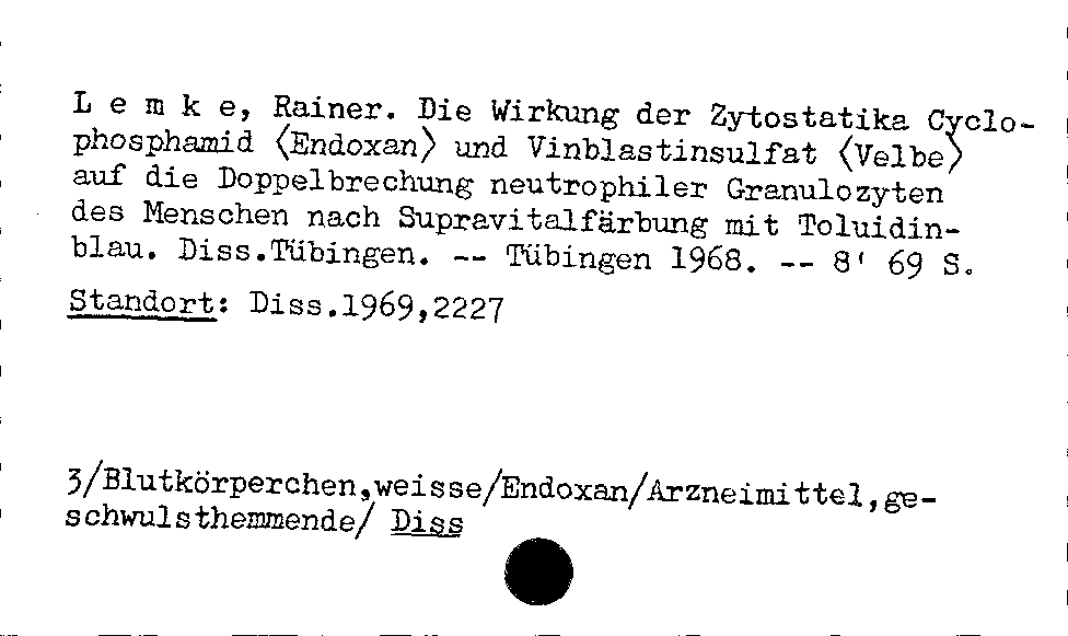 [Katalogkarte Dissertationenkatalog bis 1980]