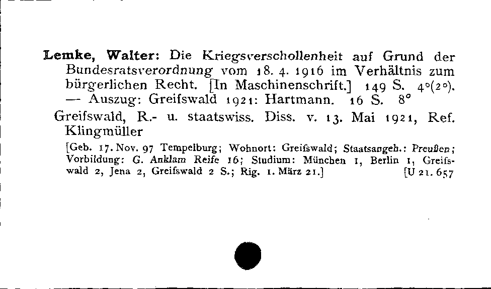 [Katalogkarte Dissertationenkatalog bis 1980]