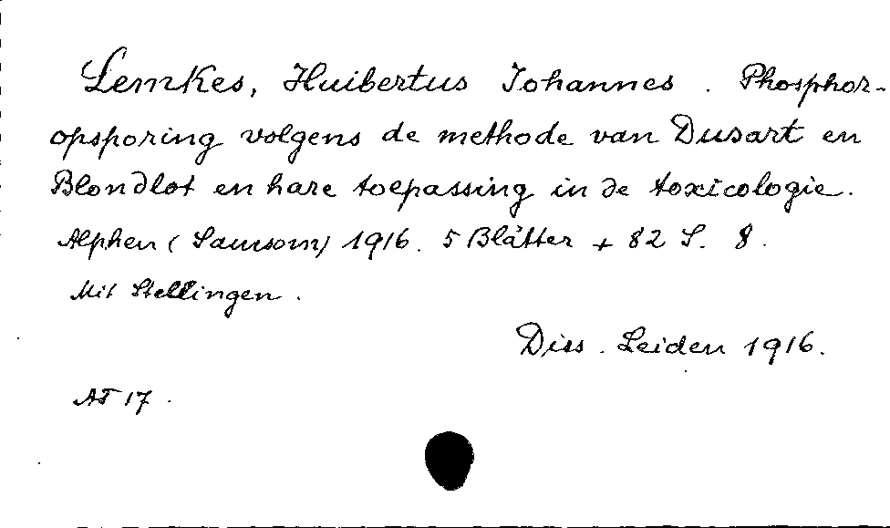 [Katalogkarte Dissertationenkatalog bis 1980]