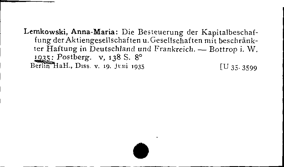 [Katalogkarte Dissertationenkatalog bis 1980]