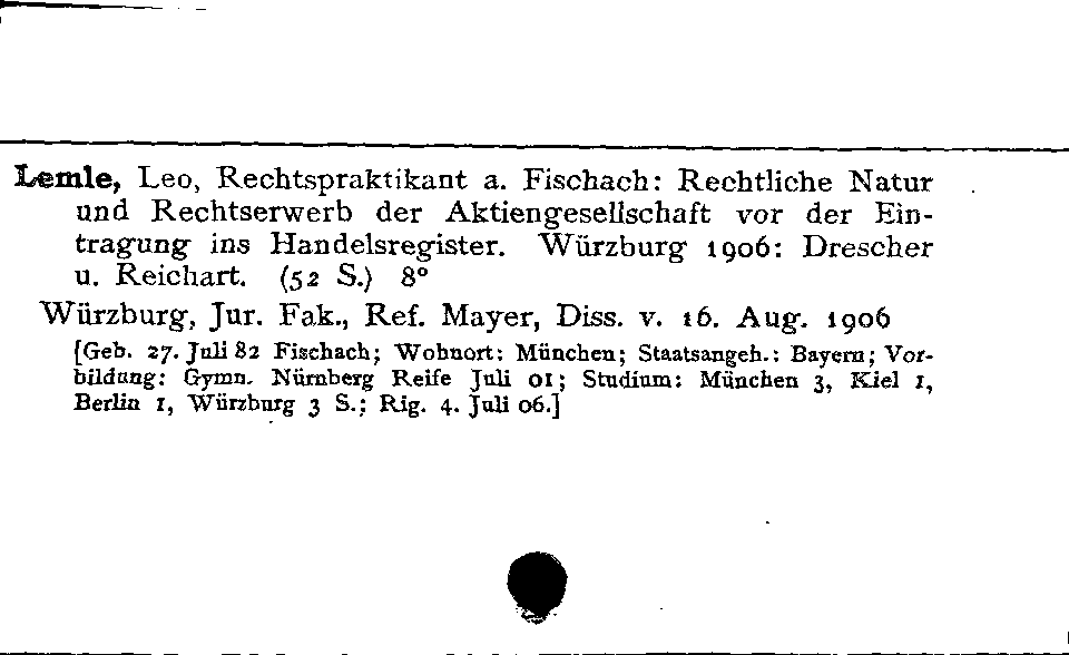 [Katalogkarte Dissertationenkatalog bis 1980]