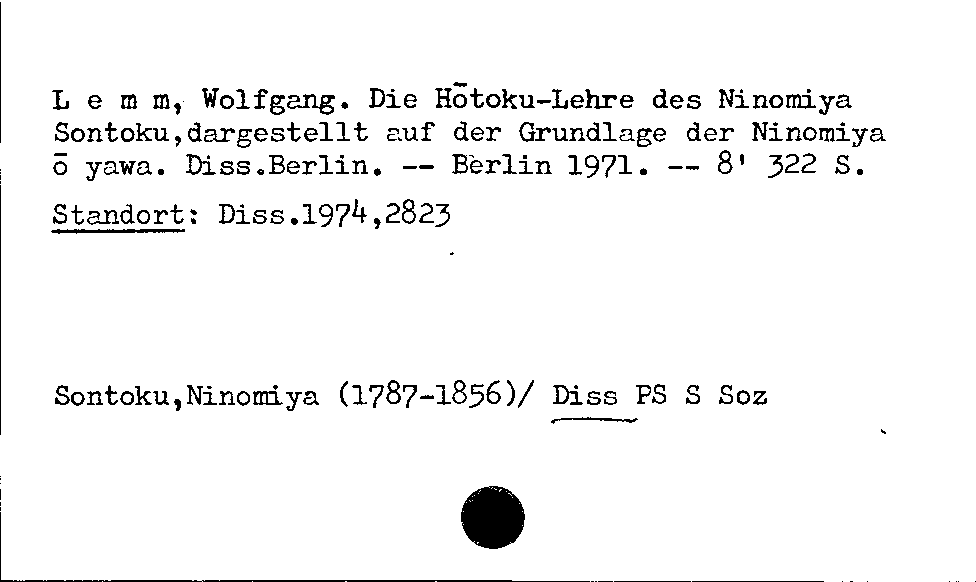 [Katalogkarte Dissertationenkatalog bis 1980]