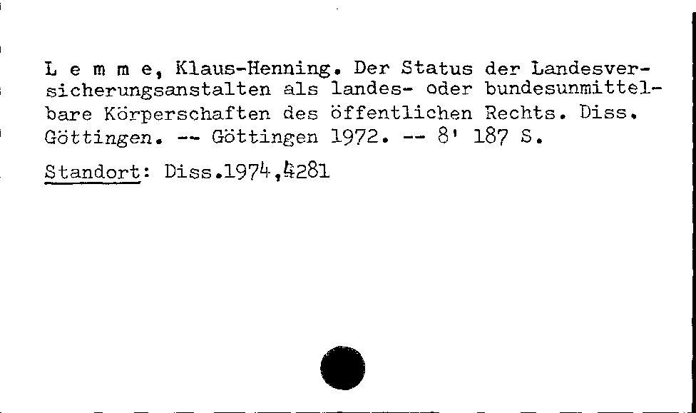 [Katalogkarte Dissertationenkatalog bis 1980]