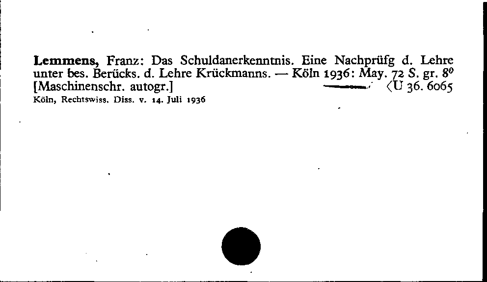 [Katalogkarte Dissertationenkatalog bis 1980]