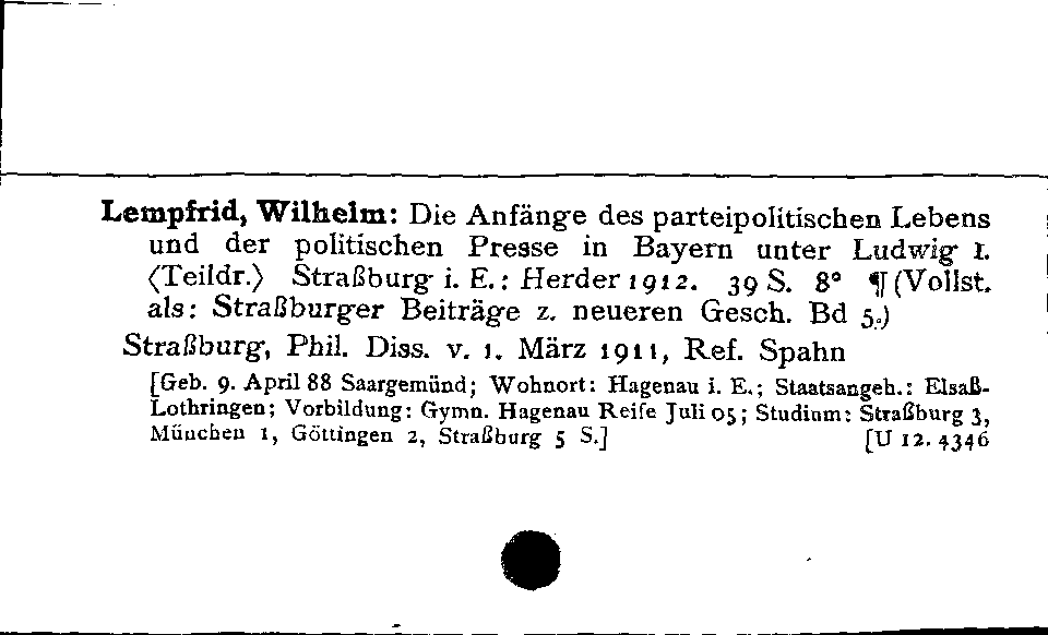 [Katalogkarte Dissertationenkatalog bis 1980]