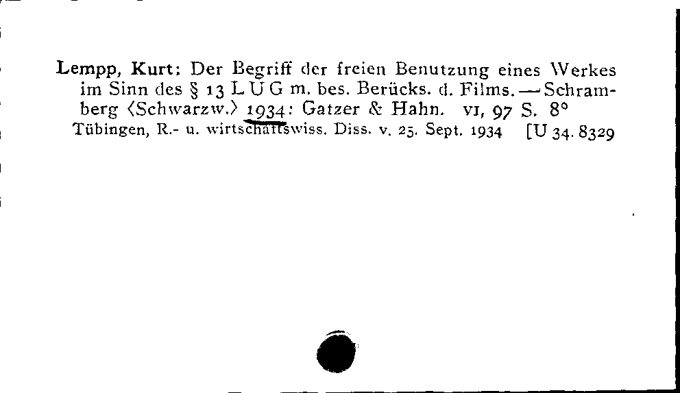 [Katalogkarte Dissertationenkatalog bis 1980]