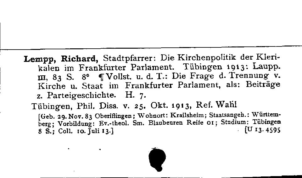 [Katalogkarte Dissertationenkatalog bis 1980]