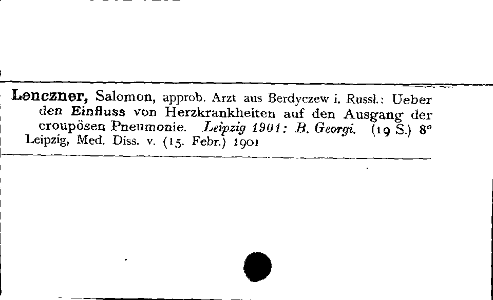 [Katalogkarte Dissertationenkatalog bis 1980]