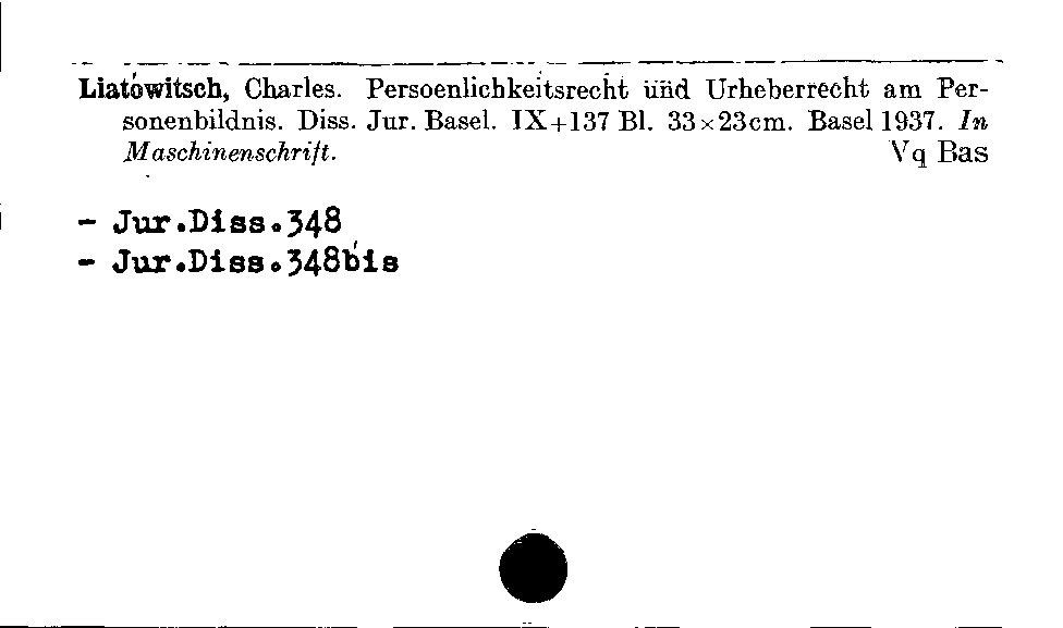 [Katalogkarte Dissertationenkatalog bis 1980]