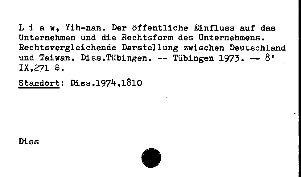 [Katalogkarte Dissertationenkatalog bis 1980]
