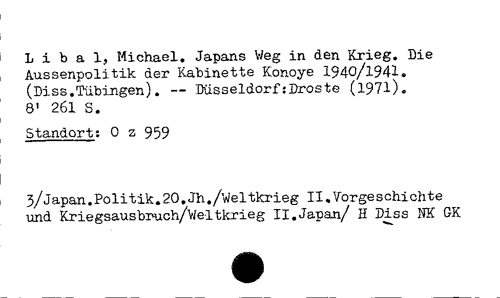 [Katalogkarte Dissertationenkatalog bis 1980]