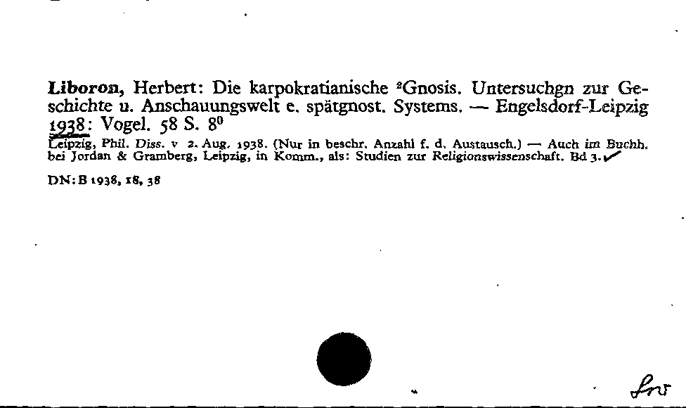 [Katalogkarte Dissertationenkatalog bis 1980]