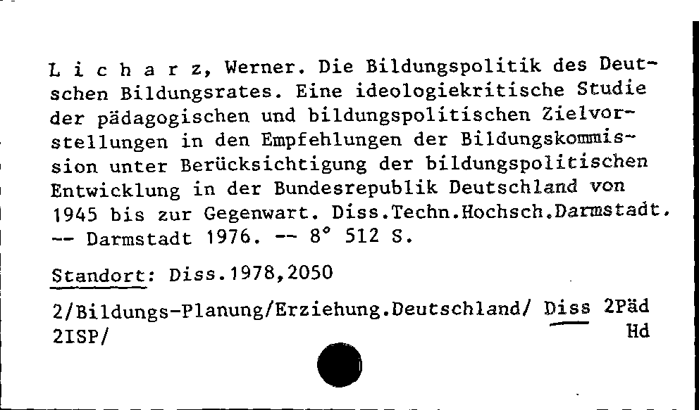 [Katalogkarte Dissertationenkatalog bis 1980]