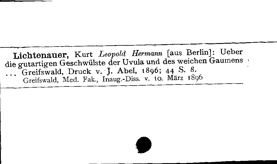 [Katalogkarte Dissertationenkatalog bis 1980]