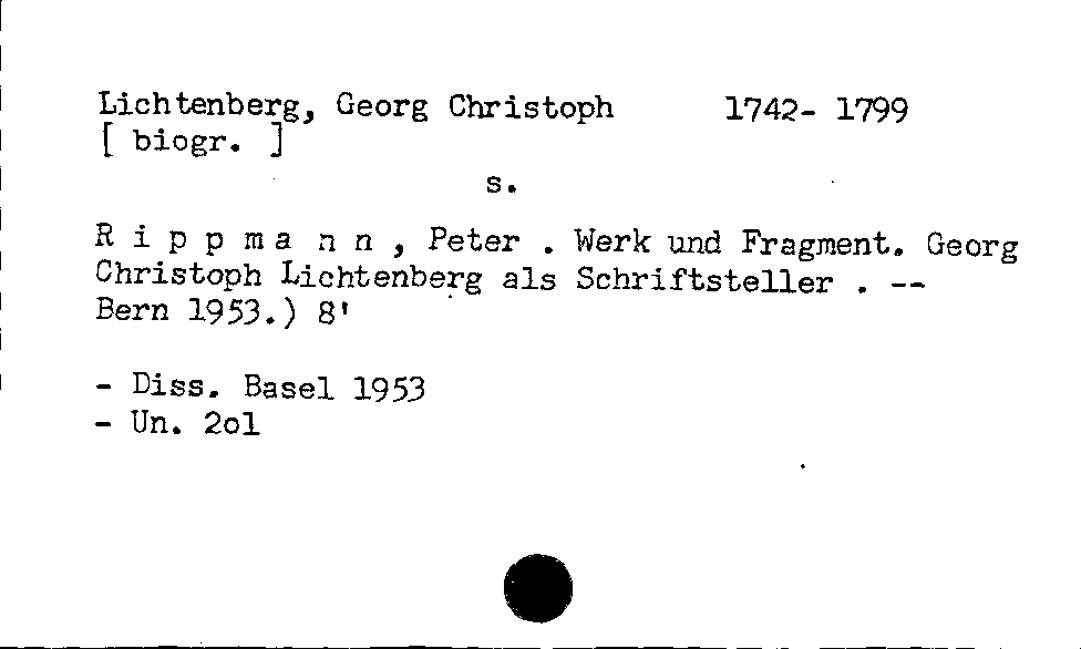 [Katalogkarte Dissertationenkatalog bis 1980]