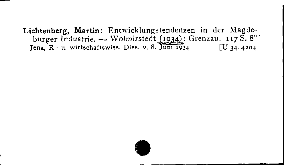 [Katalogkarte Dissertationenkatalog bis 1980]