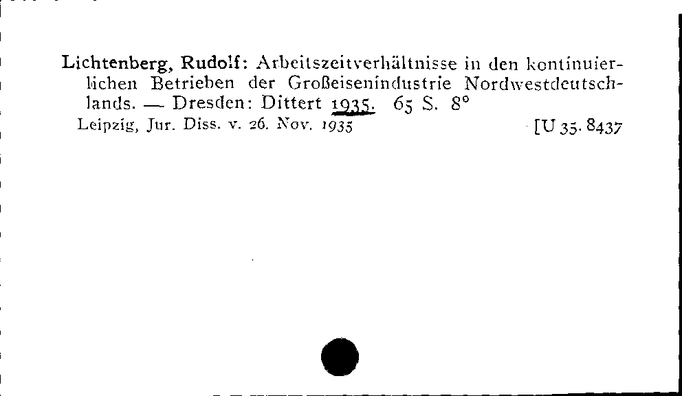 [Katalogkarte Dissertationenkatalog bis 1980]