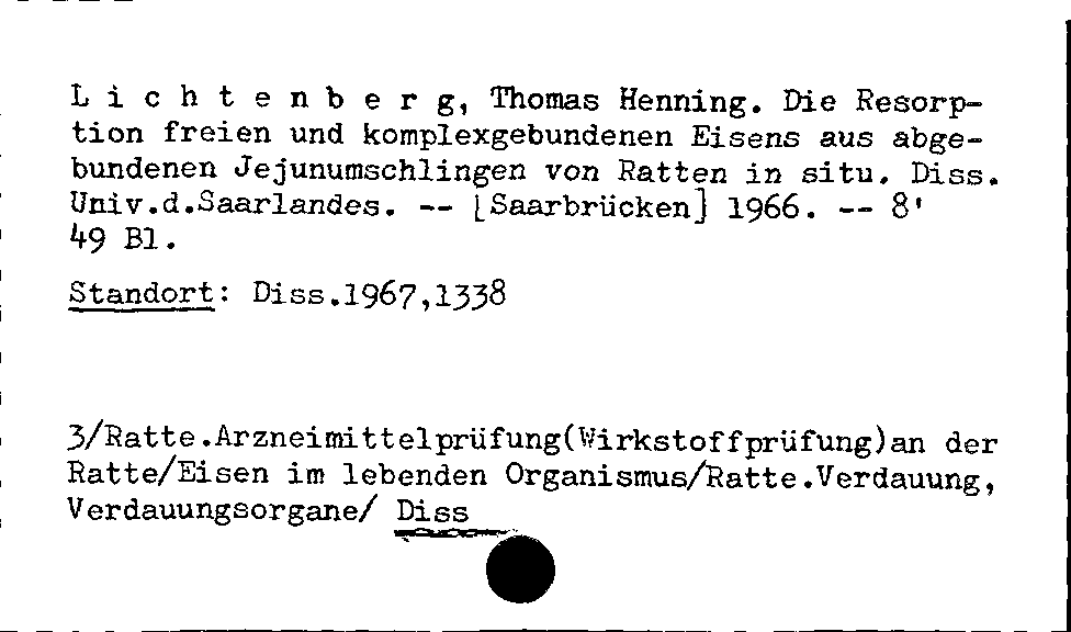 [Katalogkarte Dissertationenkatalog bis 1980]