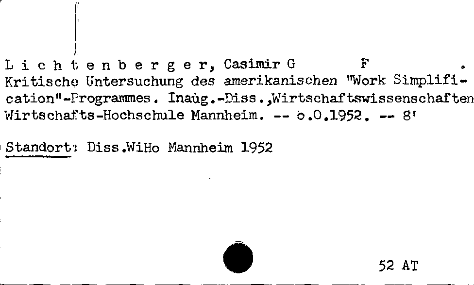 [Katalogkarte Dissertationenkatalog bis 1980]