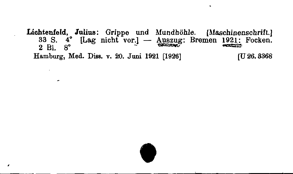 [Katalogkarte Dissertationenkatalog bis 1980]