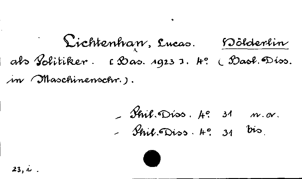 [Katalogkarte Dissertationenkatalog bis 1980]